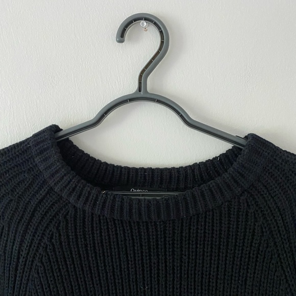 Quince Black 100% Organic Cotton Fisherman Crew Pullover Knit Sweater size M - Picture 9 of 12